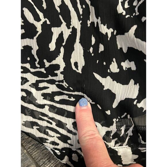 Lapis Beaded Black White Tunic Abstract Top Leopard 2 Layer Size L - Picture 10 of 11